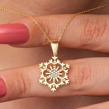 Gümüş Gold Kar Tanesi Kadın Kolye Çok Renkli