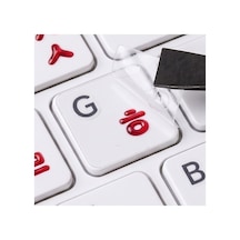 Korece Klavye Etiketi 3d Uv Kabartmalı 46 Adet Şeffaf Sticker Notebook Ve Masaüstü Uyumlu Kırmızı