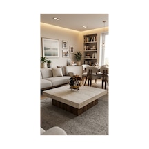 Modern Trave Wood Orta Sehpa 110 110 Cm Bej Bej