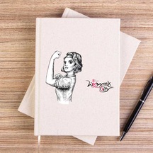 Güçlü Kadın Krem Çizgisiz Kanvas Defter