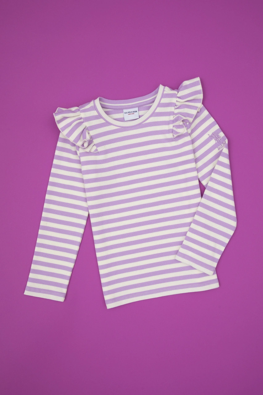 U.S. Polo Assn. Kız Çocuk Lila Çizgili Bisiklet Yaka Sweatshirt 50317983-VR034 U.S. Polo Assn. Kız Çocuk Lila Çizgili Bisiklet Yaka Sweatshirt 50317983-VR034