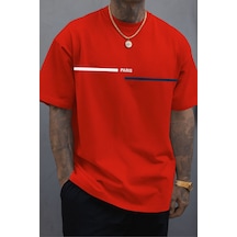 Paris Baskılı Unisex Tshırt Kirmizi