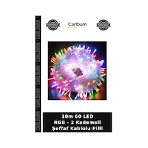 Özel Üretim Dekoratif Aydınlatma Parti Yılbaşı 10m 60 Led Rgb - 2 Kademeli Şeffaf Kablolu Pilli