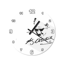 Siyah Beyaz Atatürk Imza Özel Tasarım Duvar Saati (408136680) Beyaz - Siyah