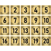 Metal Kapı Masa Dolap Numara Levhası 10x10cm Altın Renk 20 Adet (1…20)