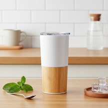 Deconox 600 Ml Bambu Tabanlı Çelik Termos Mug - 5 Farklı Renk Seçenekli Sıcak Ve Soğuk Tutucu Seyahat Bardağı B Diğer
