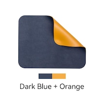 Küçük Boyutlu Ofis Mouse Pad Renkli Çift Taraflı Su Geçirmez Masaüstü Koruyucu Mat Pu Deri Kaymaz Koyu Mavi&turuncu