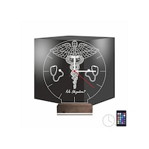 Luvivia Doktor Hediye Tıp Logo Kişiye Özel Saatli 3d Lamba - Masa Gece Lambası Şeffaf