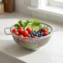 Ayrex Deconox Paslanmaz Çelik Çift Kulplu Sepet Süzgeç 22cm 10cm, Salata Süzgeci Meyve Süzgeci, Makarna Süzgeci, Diğer