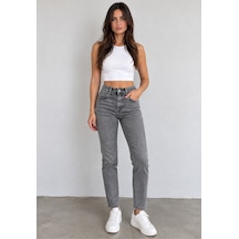 Zdnjeans Kadın Yüksek Bel Gri Dar Paça Jean Pantolon