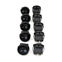 10 Adet Mini 16mm Yuvarlak Siyah Anahtar 1-0 Rocker
