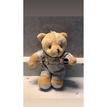 Sevimli Elbiseli Tulumlu Ayıcık Peluş Oyuncak Anahtarlık Uyku Arkadaşı Hediyelik 12 Cm Yeşil