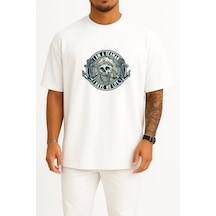 Bahriyeli Collection Oversize I Am A Seaman - I Have No Life Göğüs Tasarımlı Unisex T-shirt Beyaz