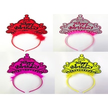 Happy - 660 - Birthday Yazılı Neon Renk Taç - Edntrend - 12 Adet