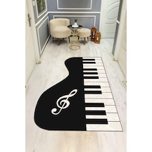 Piano Desenli Lazer Kesim Dijital Baskı Kaymaz Taban Halı H0448 Renkli