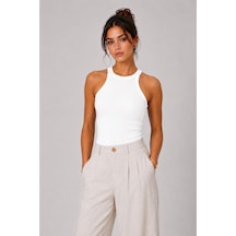 Parshey Kadın Halter Yaka Body Fit Kalıp Basic Rahat & Günlük Kullanım Beyaz