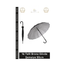 Denguva Şemsiye Otomatik Baston Tipi Rüzgar Korumalı Fiber Sağlam Şık 16 Telli Bronz Gövde Şemsiye 55cm Çok Renkli