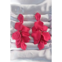 Pirinç Fuşya Renk Sallantılı Yaprak Model Küpe - Tj-bkp9182 Tdrtr Çok Renkli