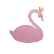 - 33x33cm Ebadında 1 Adet Pembe Kuğu Sağa Bakan Dekoratif Ahşap Duvar Aydınlatma 6998