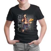 One Piece - Luffy Siyah Çocuk Tshirt