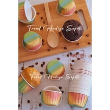 50'li Gökkuşağı Muffin Kek Kalıbı , Kek Kapsülü Cupcake Kalıbı , Airfryer Uyumlu