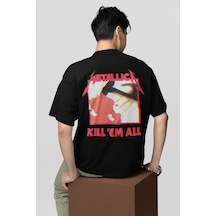 Metallica Kill 'em All Baskılı Unisex Oversize Müzik Grubu Tişört Siyah