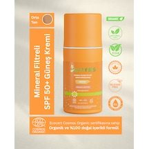 A Aliye's Mineral Filtreli Spf 50+ Renkli Organik Güneş Kremi Orta Ton 50 ML