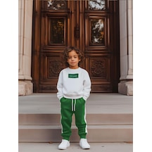 Baskılı Tek Çizgili Eşofman Takım Yeşil