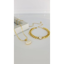 Kolye Bileklik Gold Çeliktakı307 Gümüş - Rose Gold