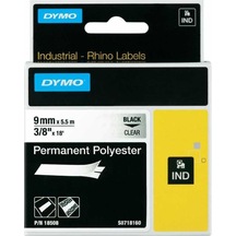Dymo Rhino Pro 18508 Sabit Polyester Şerit 9Mmx5.5M Şeffaf/Siyah