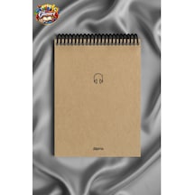 Üstten Spiralli 100 Yaprak Çizgili Orta Boy Sert Kapak Bloknot Defter Kraft Kağıt 16x23 Cm