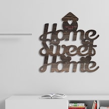 Kişiye Özel Home Sweet Home Koyu Renk Dokulu Ahşap Duvar Yazısı - 2