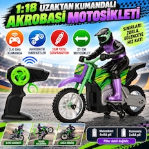 1:18 Uzaktan Kumandalı Akrobasi Motosikleti Çok Renkli