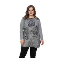 Kadın Yumoş Taşlı Baskılı Tunik Bgl-st05070 Gri