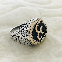 Üç Hilal Işlemeli 925 Ayar Gümüş Erkek Yüzük