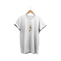 El Desenli Baskılı Beyaz T-shirt Beyaz