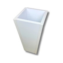 Cihan Çiçekçilik Beyaz Ahşap Mdf Vazo Saksı 19x19x38 Cm Iç Mekan Saksısı Çok Renkli