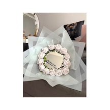 Beyaz Gül Buketin Bu Senin Çiçeğin Aynadaki Benim Çiçeğim Yazılı Krem - 753688752 Krem