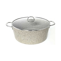 3109 - 2 Parça - Biogranit, 36x14,5 Cm - 13 Litre, Büyük, Derin Tencere Kum Beji Gövde, Platin Detay Kum Beji