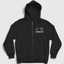 Presmono Unisex Band Manowar Fermuarlı Kapüşonlu Sweatshirt Siyah