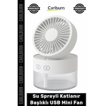 Vantilatör Masaüstü Şarjlı Portatif Hava Soğutucu Işıklı Su Spreyli Katlanır Başlıklı Usb Mini Fan