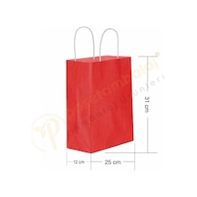 Kırmızı Kraft Çanta Orta Boy 25x12x31 Cm 25 Adet