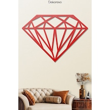 Elmas Geometrik Metal Duvar Tablosu - Metal Duvar Sanatı - Kırmızı - 21 X 30 Cm