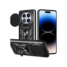 Newface Xiaomi Redmi Note 14 Pro Plus Kılıf Pars Lens Yüzüklü Silikon - Siyah