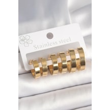 Zarif Kadın İçin Golden Çelik Halka Stil Küpe Seti Gri