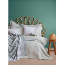 Apricitas Hometimeless Prime Set Omari Adaçayı Çift Kişilik Battaniyeli Ve Yatak Örtülü %100 Pamuk Nevresim Takımı