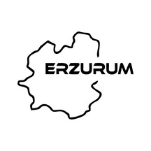 Erzurum Harita Araba Sticker 17x17 Cm Siyah