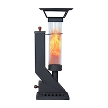 Etinova Compact İf-17 Camlı Alev Lambası Dış Mekan Pelet Soba - Siyah