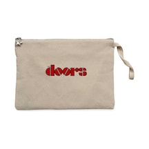 The Doors Logo Red Krem Clutch Astarlı Cüzdan / El Çantası Krem