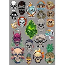 Kuru Kafa İskeletler Sticker Set 27 Parça Telefon, Tablet, Defter, Laptop Sticker